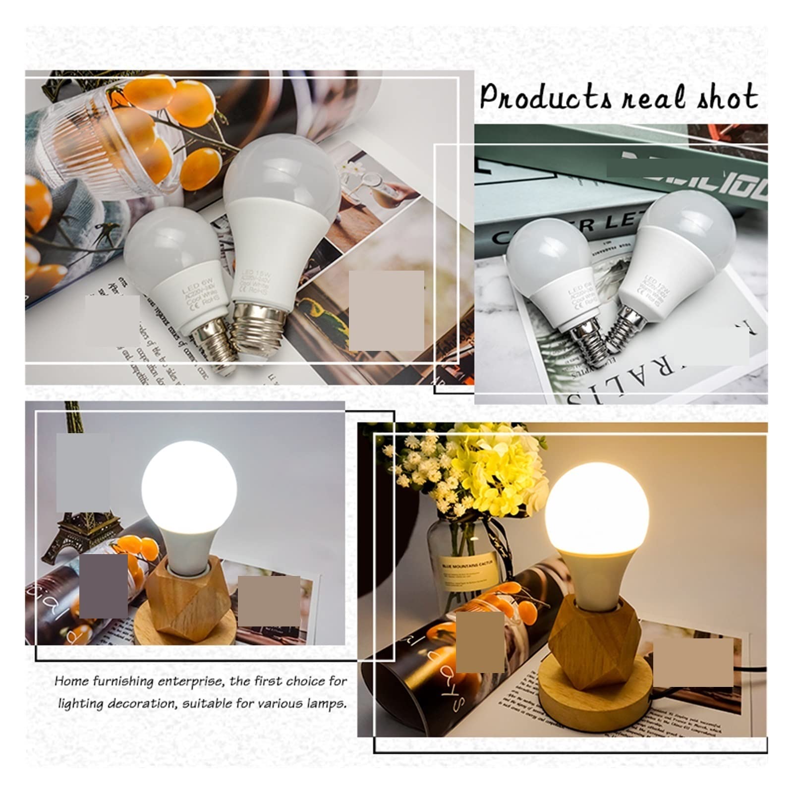 6 sztuk/partia żarówki LED lampa E27 E14 AC 220V żarówka 24W 20W 18W 15W 12W 9W 6W 3W Lampada salon żarówka Led do domu światło dzienne Lucky (Color : Cold White, Size : 220V-E14-12W)