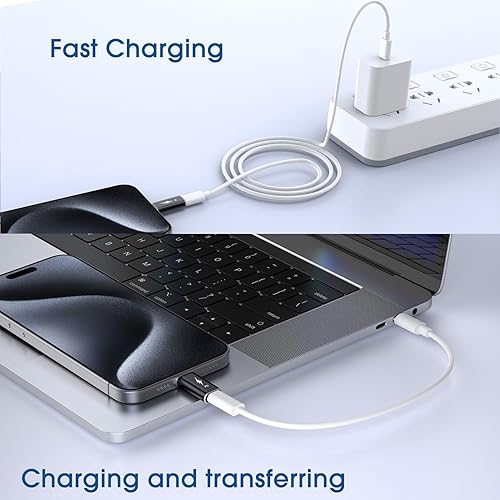 Miniatura 4 de TechMatte Paquete de 4 adaptadores Lightning a USB-C, carga rápida PD compatible con teléfonos 15PlusProPro Max y más dispositivos tipo C,