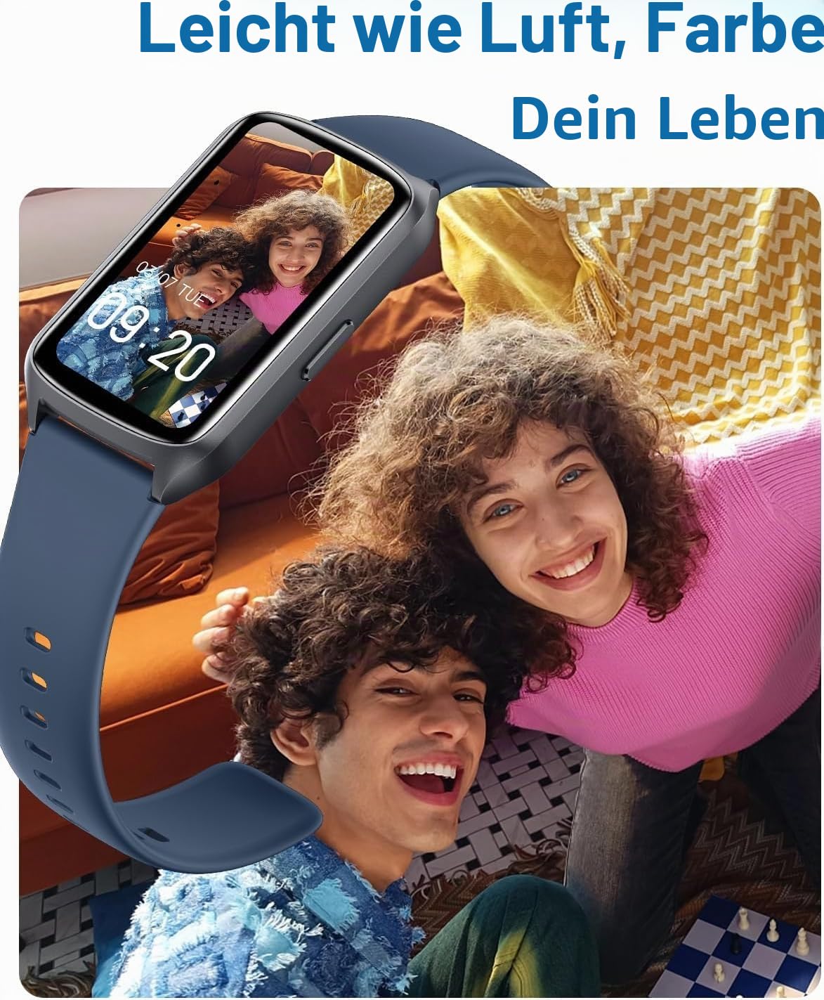 Fitness Tracker Fitnessuhr Damen Herren, bis zu 7 Tage Akkulaufzeit, 20+ Trainningsmodi, SpO2 Tracking, Schlafüberwachung, Herzfrequenzmessung, Schrittzähler, 5ATM Wasserdicht Aktivitätstracker