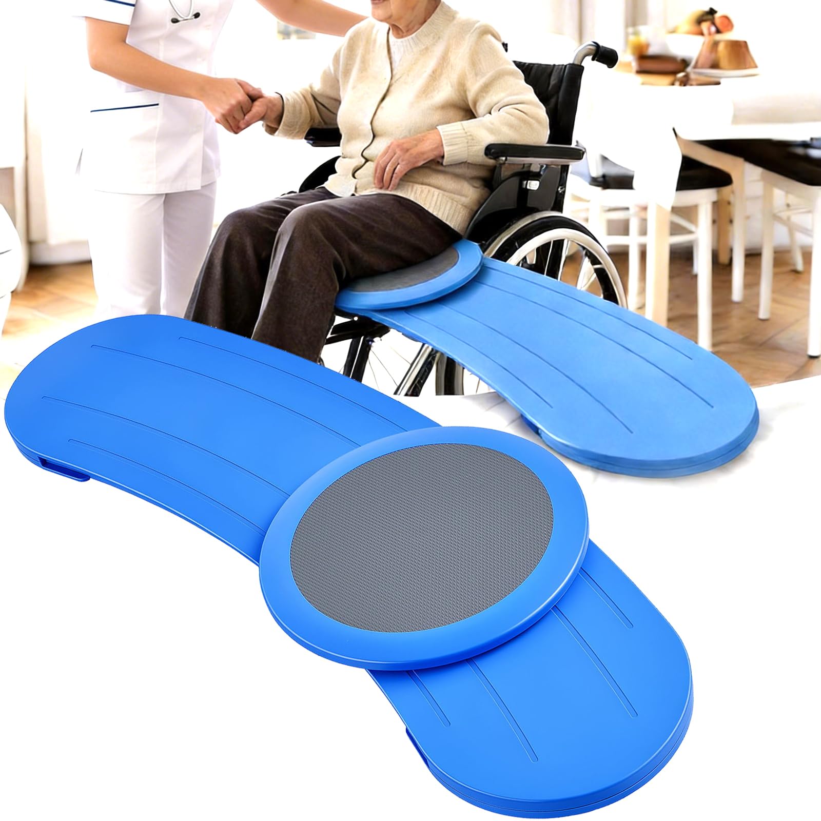 Tabla Transferencia, Tabla Deslizante 90cm para Usuarios Silla Ruedas Transferencias Desde Hacia Cama Bañera y Coche Incluye Disco Giratorio 360° Para Personas Cama Silla Coche Silla Ruedas e Inodoro