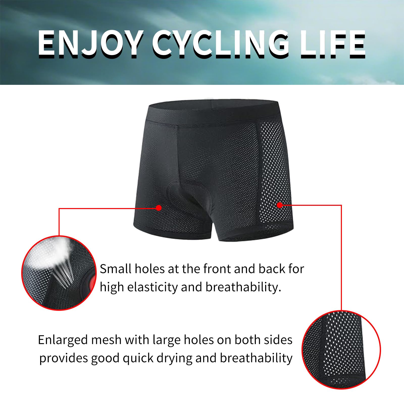 Culotte Ciclismo Hombre con Acolchado 5D Transpirable Secado Rápido Pantalon Ciclista