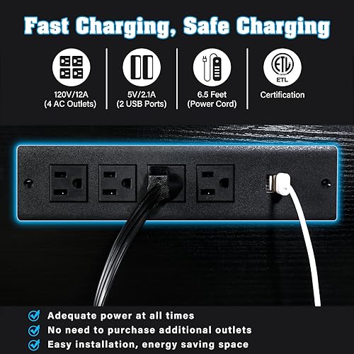 Miniatura 6 de TC-HOMENY Soporte de acuario de 10 a 29 galones con estación de carga y agujeros para cables, soporte de metal para pecera con armario de