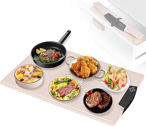 Tapete eléctrico para calentar alimentos con 9 temperaturas ajustables, bandeja de silicona para calentar alimentos para bufé, calentador de