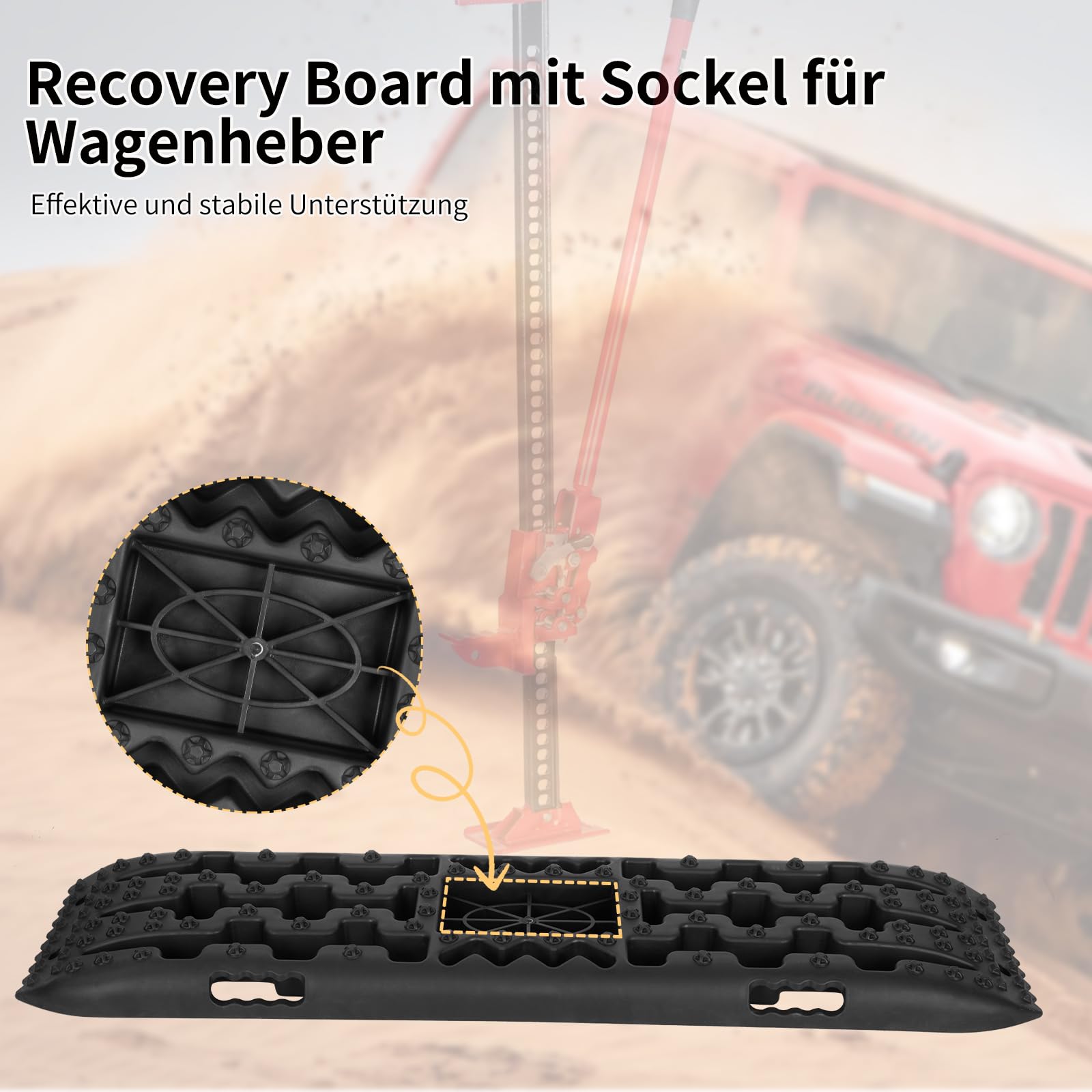 Vinteky 2 Stücke Sandbleche Traktionsmatte Kunstoff Anfahrhilfe Recovery Board Tracks mit Aufbewahrungstasche und Installationstool 10T Last für Geländewagen Wohnmobil PKW LKW Offroad