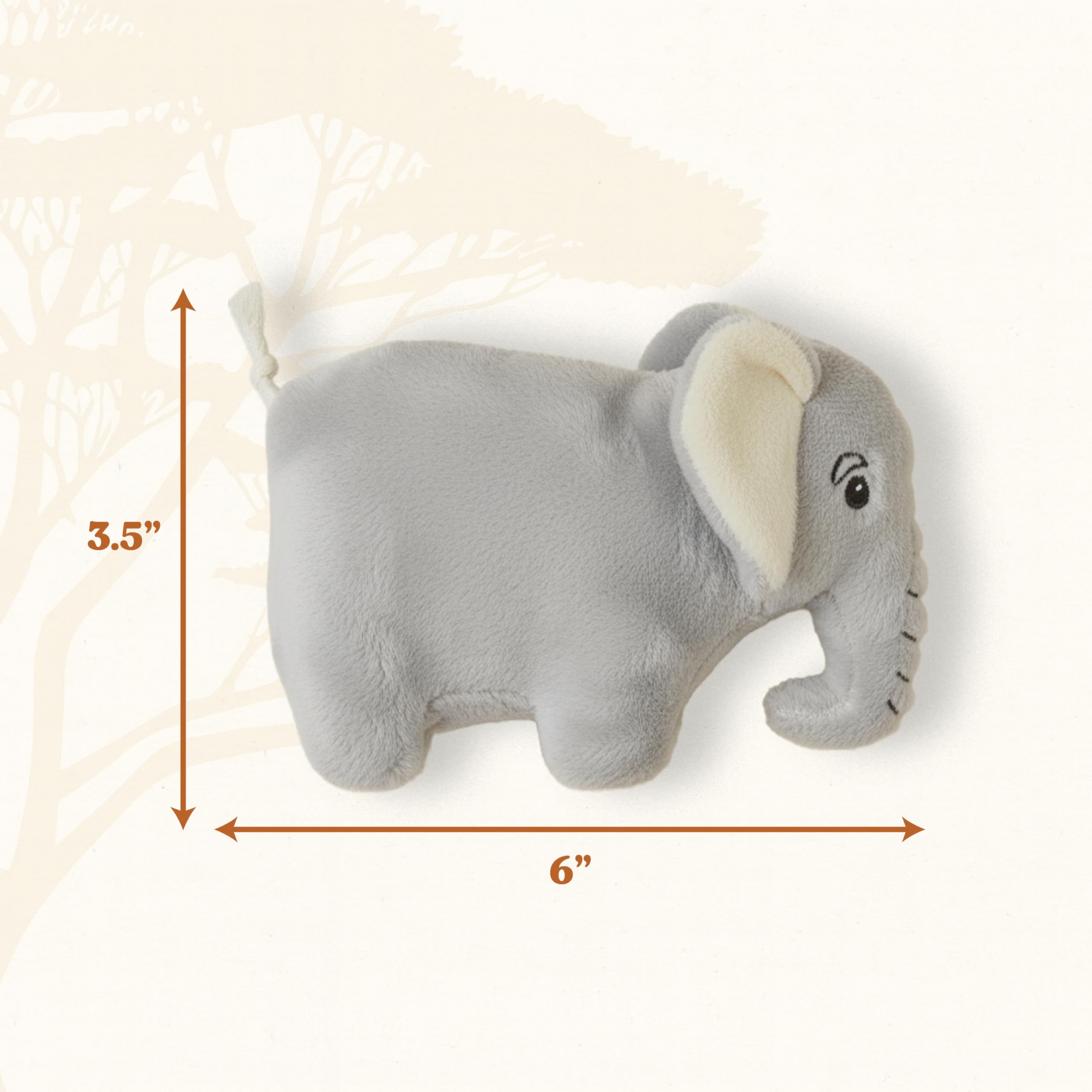 Savannah Collection - Juguetes para perros | Ellie The Elephant de tamaño pequeño | Juguetes masticables de peluche lindos, duraderos y sostenibles para perros | Hecho de materiales ecológicos