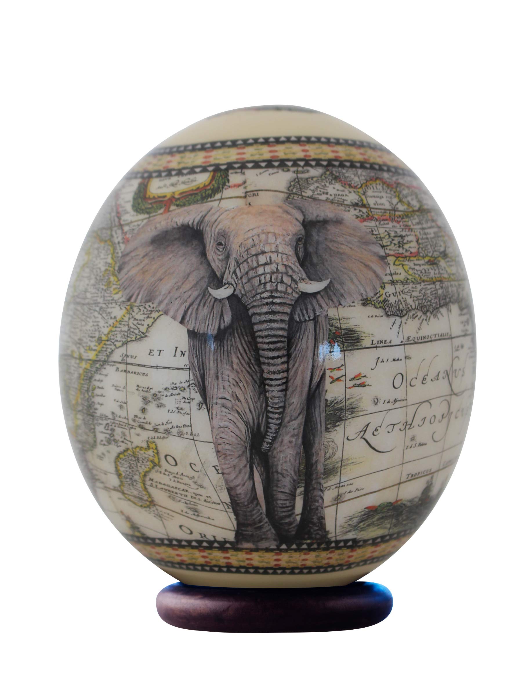 Decoupage Elefant und Karte Straußenei