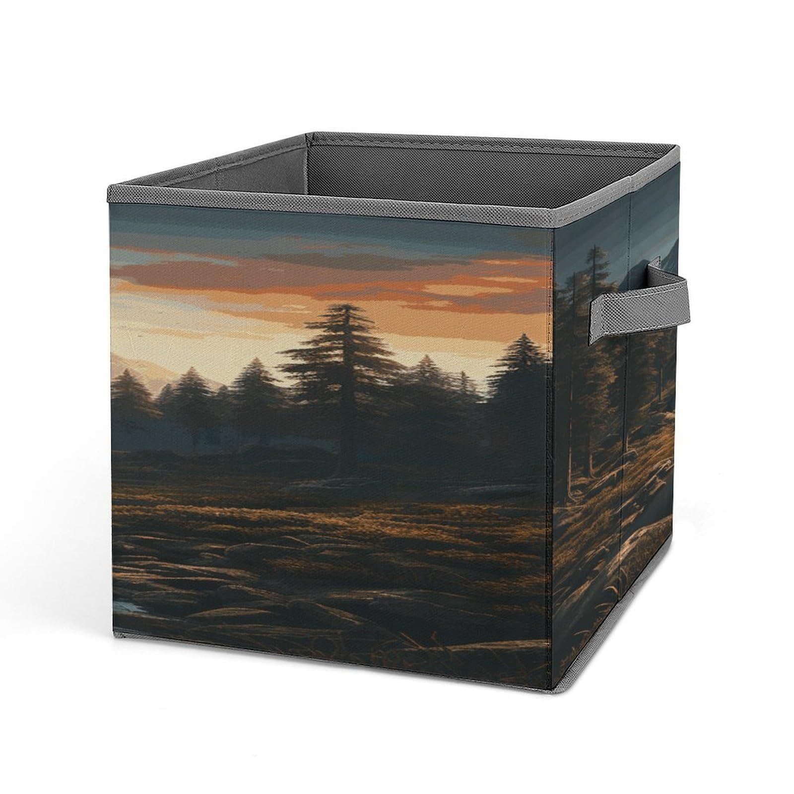 VstaDank Wilderness Storage Bin Collapsible Storage Cubes Organizer Oxford Cloth Storage Box with Dual Handles Large Stackable Closet Storage Bins for Sheets Hat Sweater