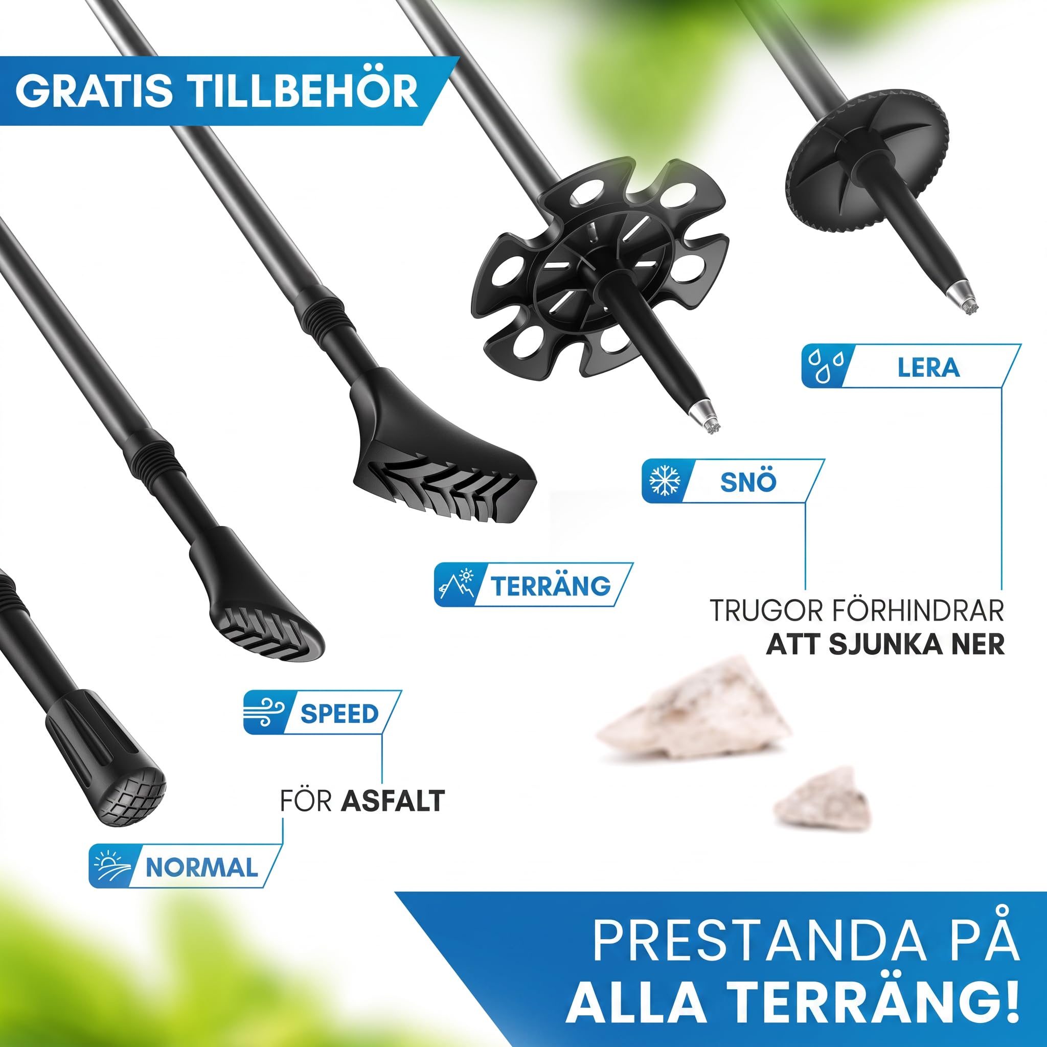 NORDMUT® Kijki trekkingowe składane, ultralekkie kijki do nordic walkingu, dla kobiet i mężczyzn, wysokiej jakości kijki trekkingowe, z aluminium [z zestawem gumowych zderzaków]