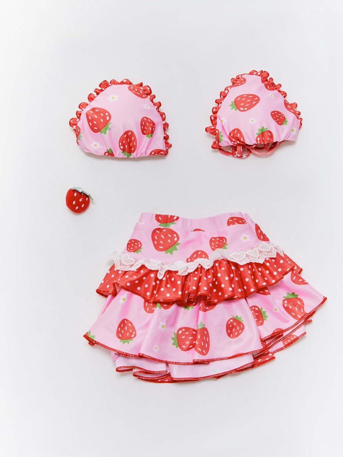 haikyuu Women Retro Strawberry Swimsuit Kawaii Bikini Cute Bathing Suit Pink Y2k Swimwear Vintage