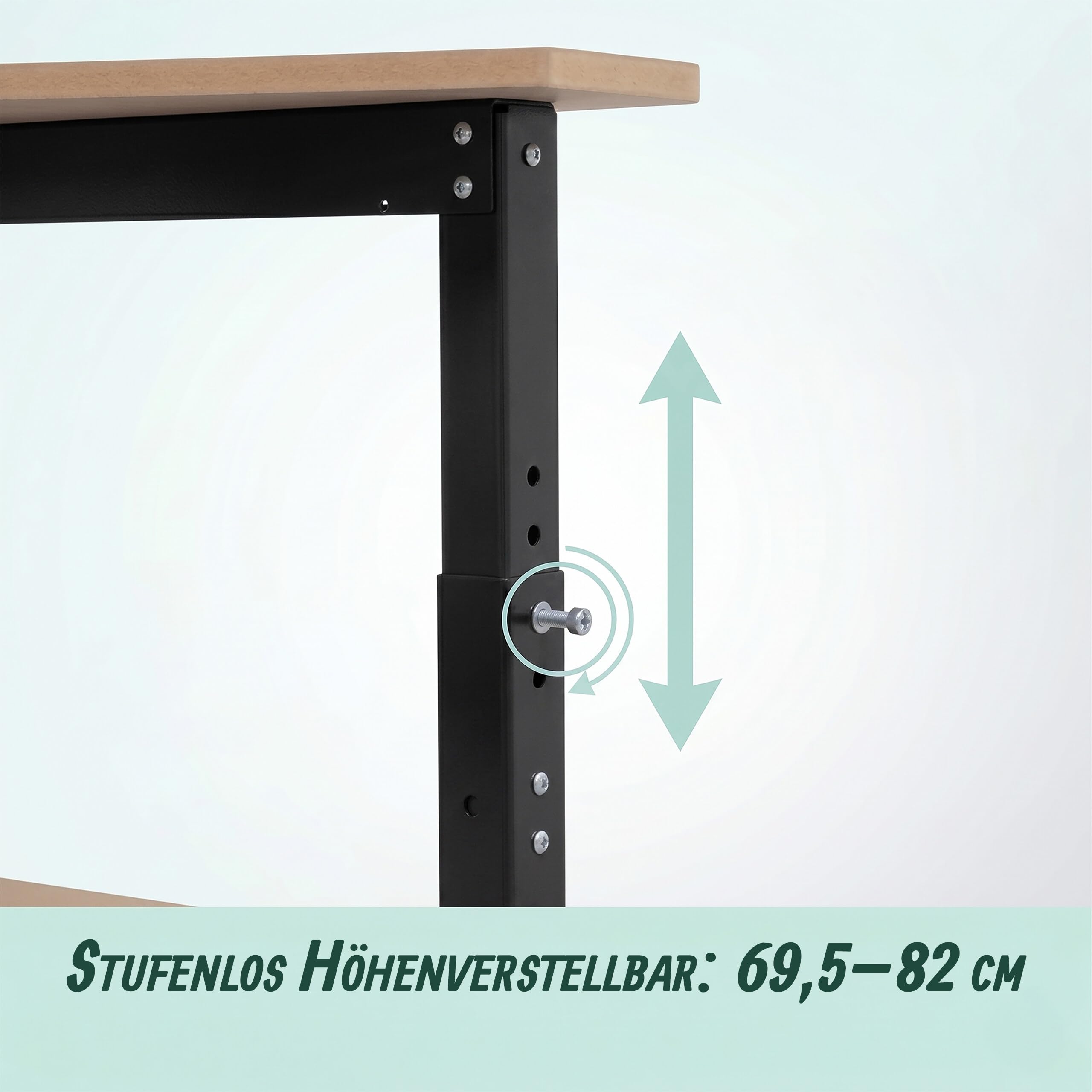 Relaxdays Werkbank, mit Rollen, HBT: 69,5x72,5x50 cm, höhenverstellbar, Werktisch mit Lochwand, Stahl & MDF, schwarz
