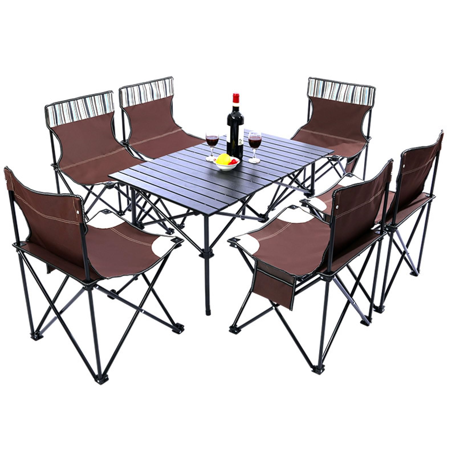 Ensemble de 7 chaises et tables pliantes de camping légères avec grand sac