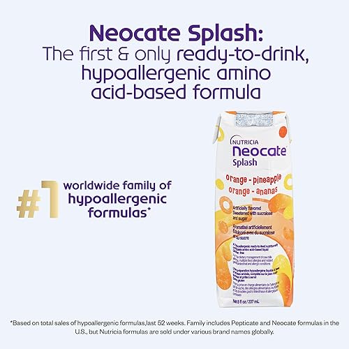 Miniatura 11 de Nutricia Neocate Splash - Fórmula hipoalergénica, a base de aminoácidos para niños y jóvenes, lista para alimentar, uva, 8 onzas líquidas