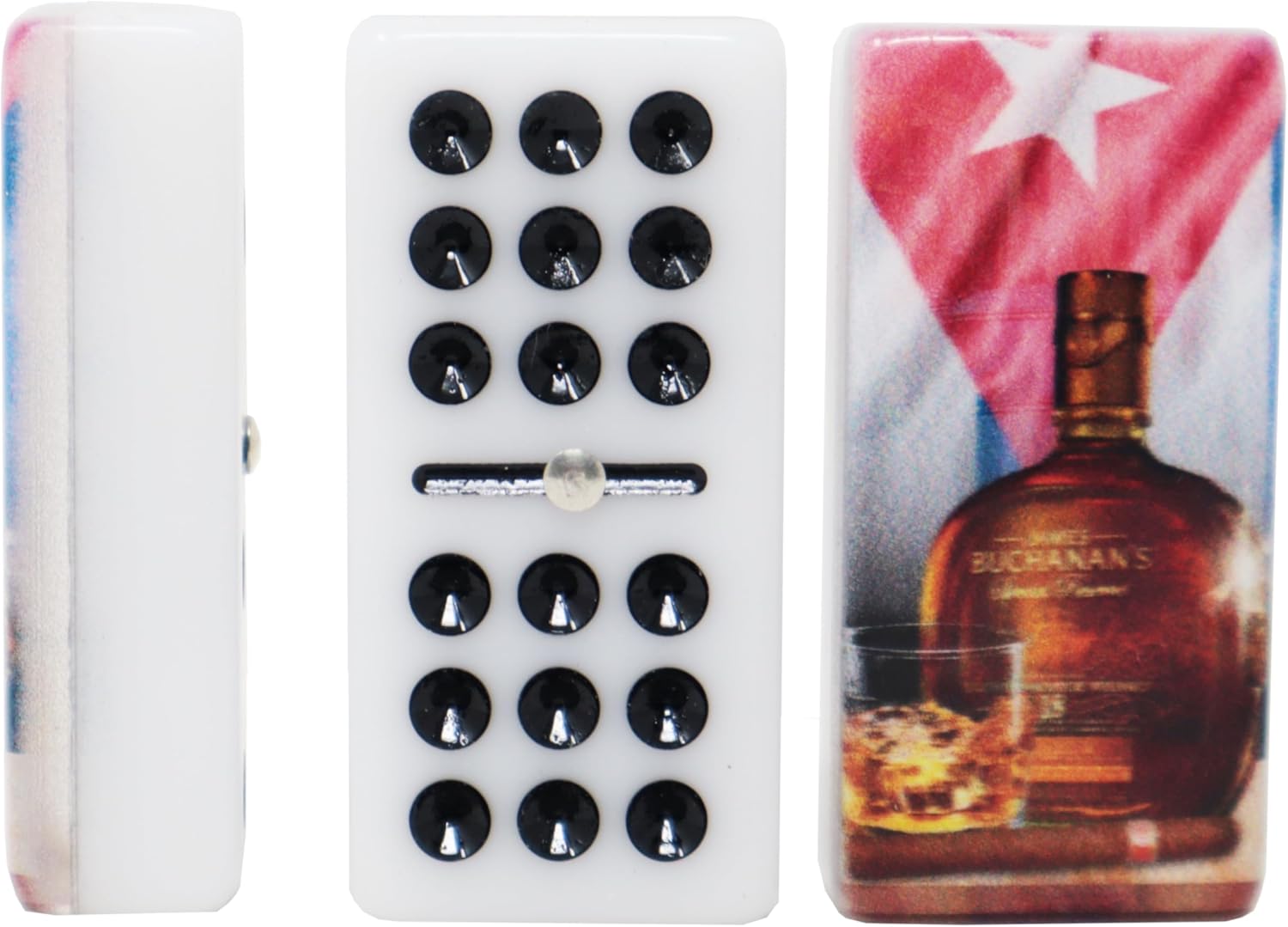 Dominos Set for Adults – Professional Double 9 Cuban Dominoes Set, Classic Travel Board Game with Wood Case Juegos de Mesa (Buchanan's and Flag PR)