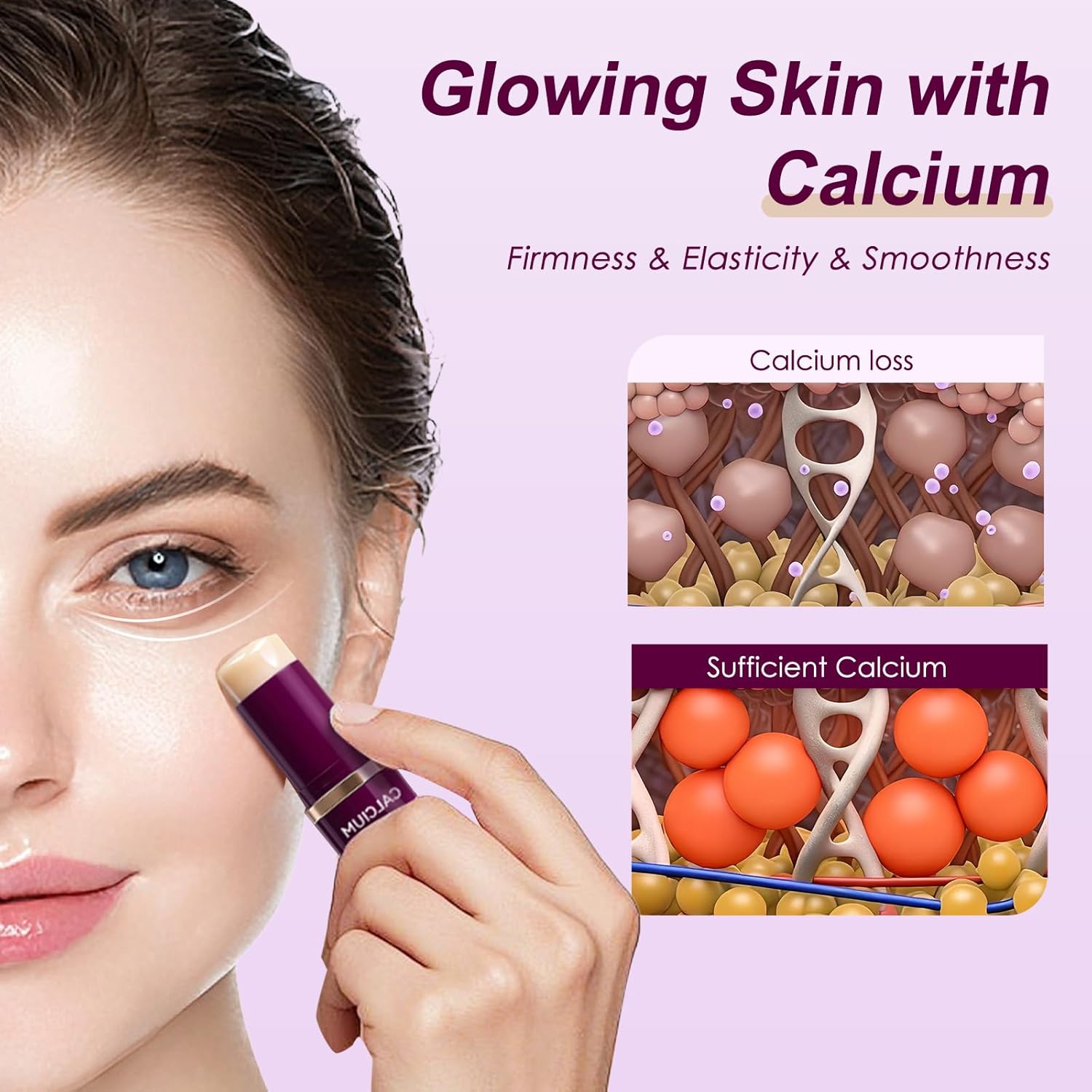 Cemenrete Calcium Volume Multi Balm Stick + Pink Spicule Serum + Calcium Eye Patches 60ea, Collagen Elastin Boost & Wrinkle Smoothing Eye Treatment, Liquid Microneedling Pore Refinement Face Serum