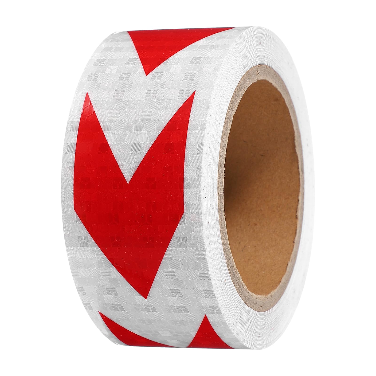 PATIKIL Reflective Tape, 2 Inch x 49 ft Waterproof Self Adhesive High Visibility Safety Warning Arrow Tape Outdoor Reflectors for Trucks Trailers Cars, White Red