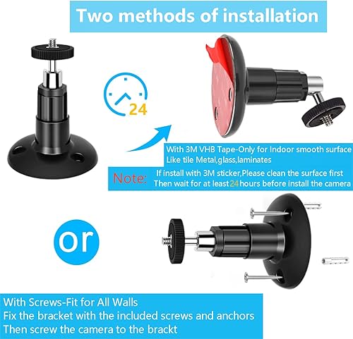 Miniatura 6 de Paquete de 2 soportes de pared de seguridad ajustables para cámara de anillo y batería de cámara adhesiva, soporte de montaje interior y exterior