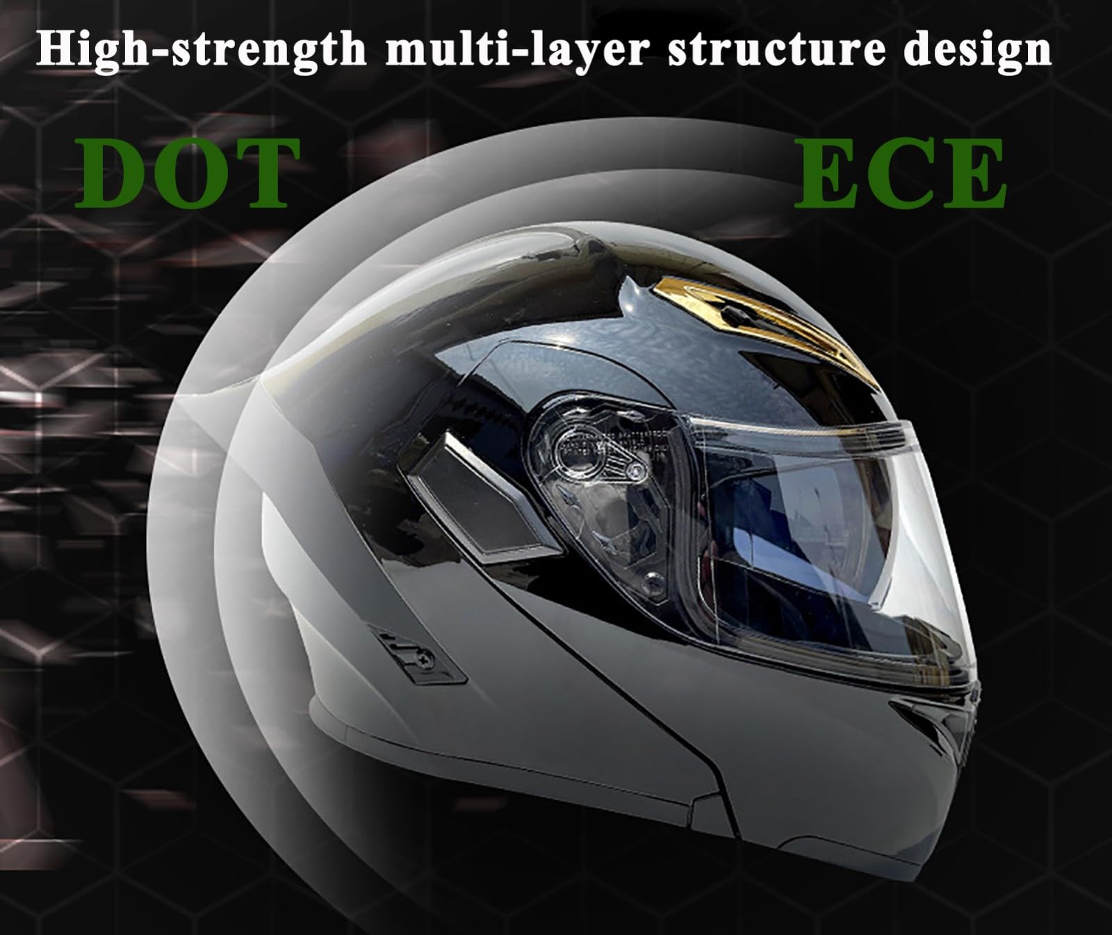 Kask integralny ze składaną ramą, modułowy, homologacja ECE 2205, kask integralny do motocykli ulicznych, szosowych i motorowerowych, unisex 3,XL (61-62 cm)