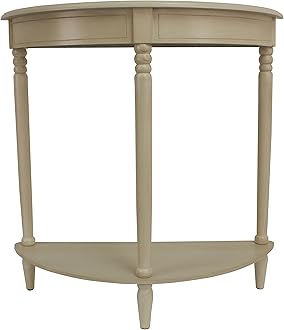 Decor Therapy Simplify Half Round Accent Table, 28.5" x 28.5" x 12", Antique White
