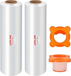 JARLINK 2 Pack Shrink Wrap Roll 500% Stretch, 15'' Stretch Wrap 1000ft, Clear Plastic Wrap with Handles for Pallet Wrapping, Moving, Packing, and Shipping, 60 Gauge Industrial Strength