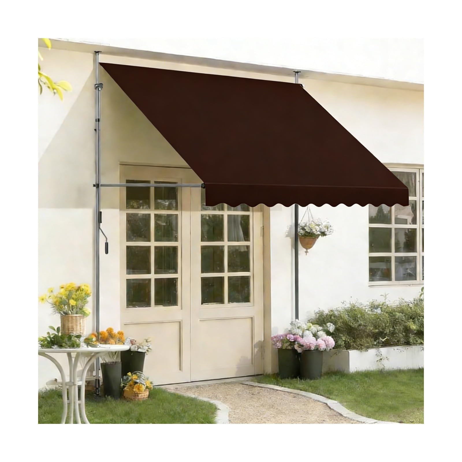 Auvent rétractable pour balcon et terrasse ombragée grâce à sa toile marron 100cm