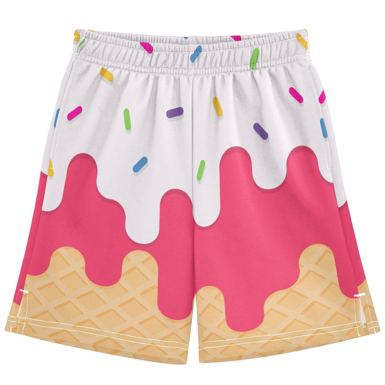 Dallonan Boys Casual Shorts, Elastic Waist Athletic Gym Shorts with Pockets for Active Kids 7-15Y