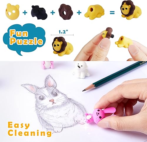 Miniatura 7 de 72 juguetes esponjosos y 130 borradores de animales para niños, mascotas de escritorio para aula, regalos de fiesta de Navidad, regalo de