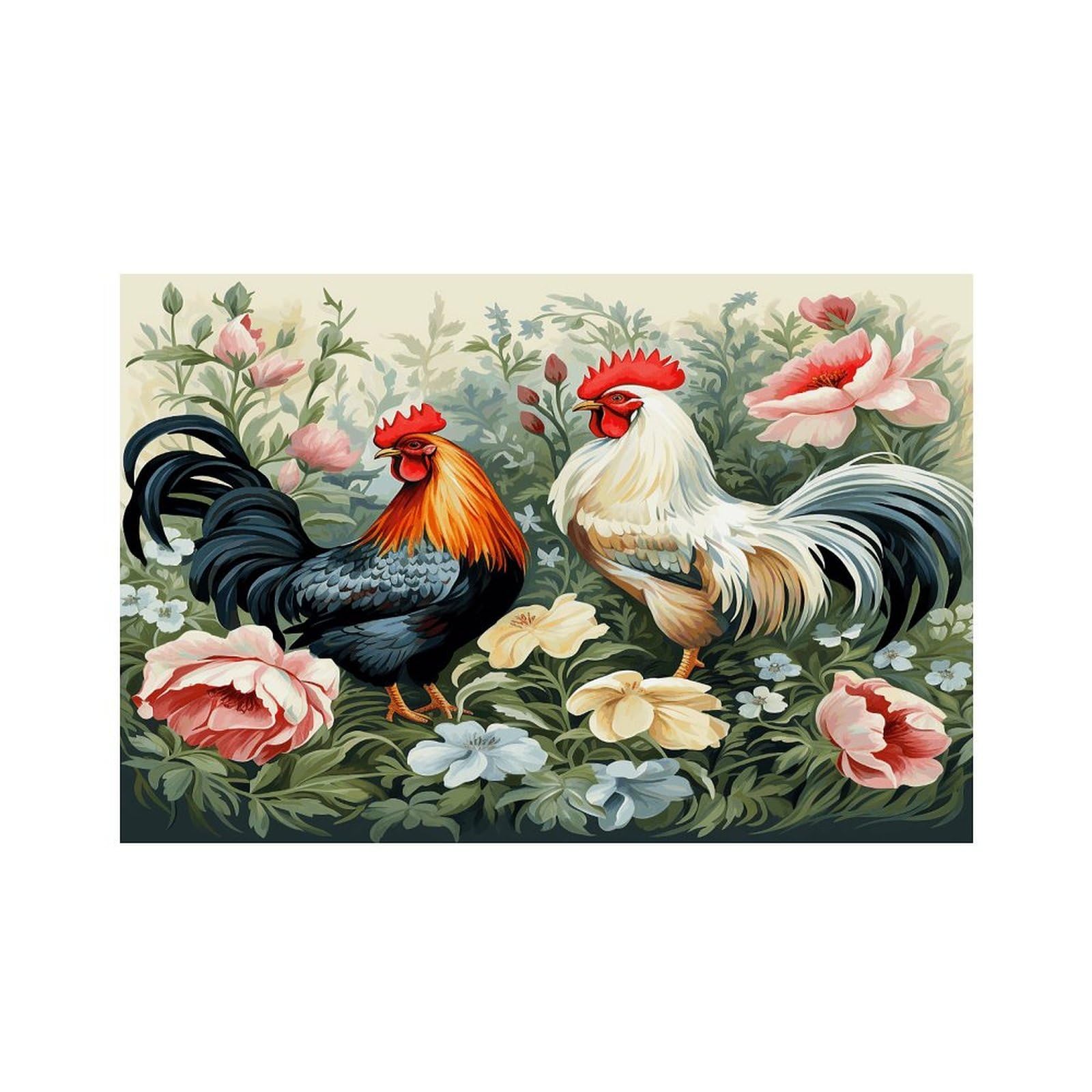 Rooster Placemats Non-Slip Heat Resistant Table Mats Flax Washable Cloth Place Mats Easy to Clean Premium Placemat for Kitchen Dining Table Decor Party Outdoor
