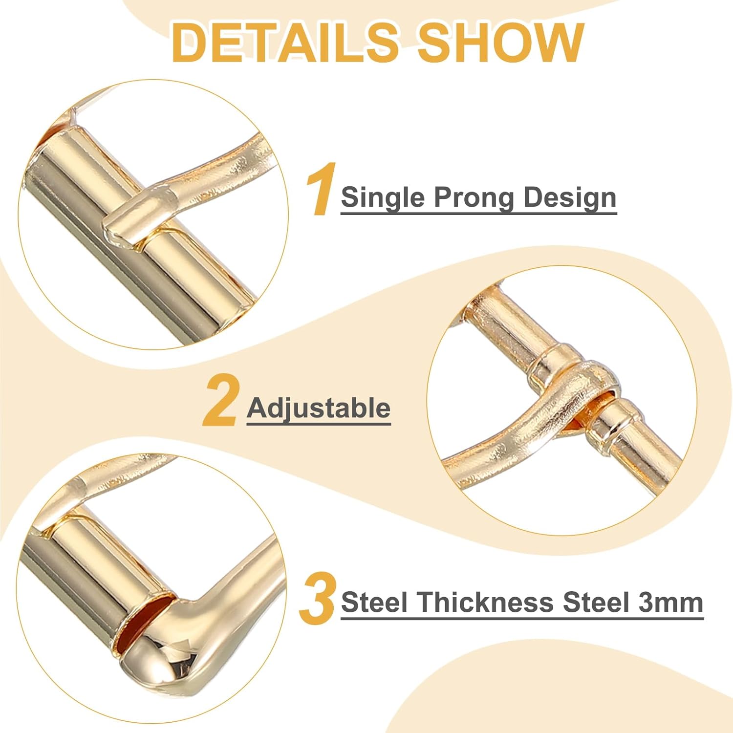 Single Prong Belt Buckle Metal Center Bar Square Replacement Buckle for Belt Purse Making Leather Hardware - Image 3