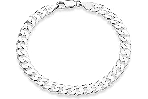 925 Sterling Silver 7mm Italian Diamond-cut Cuban Link Chain Bracelet