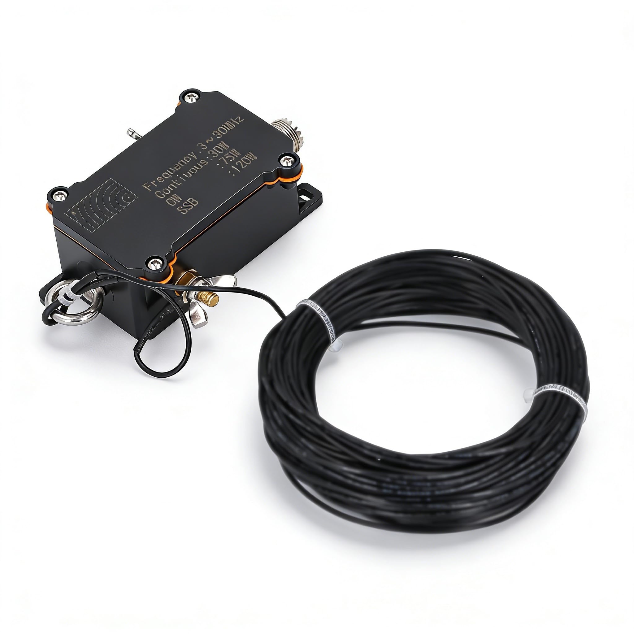 Antena portátil de alimentación de extremo HF, antena de radio alimentada de extremo corto Balun 1:49, antena de radio alimentada de extremo de interfaz estándar compacta de 3-30 MHz, antena de radio