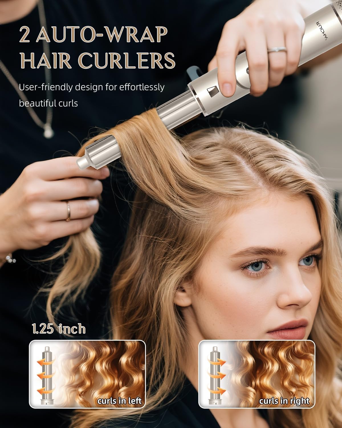 RUCHA 8 in 1 Hair Styler & Hair Dryer Brush Blow Dryer, 110,000 RPM High Speed Hair Nora Styler, Multi Professional Hot Air Styler for Straightening Curling Volumizing Drying, Champagne Gold - Image 4