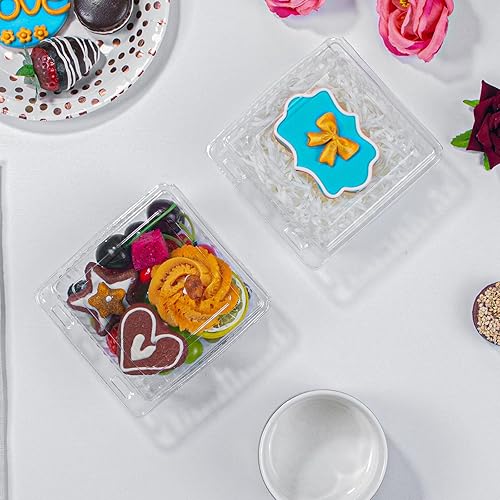 Miniatura 8 de 50 cajas de 4 x 4 x 2 pulgadas, cajas de embutidos con tapas transparentes, cajas de panadería, cajas para tartas, cajas de galletas, cajas de