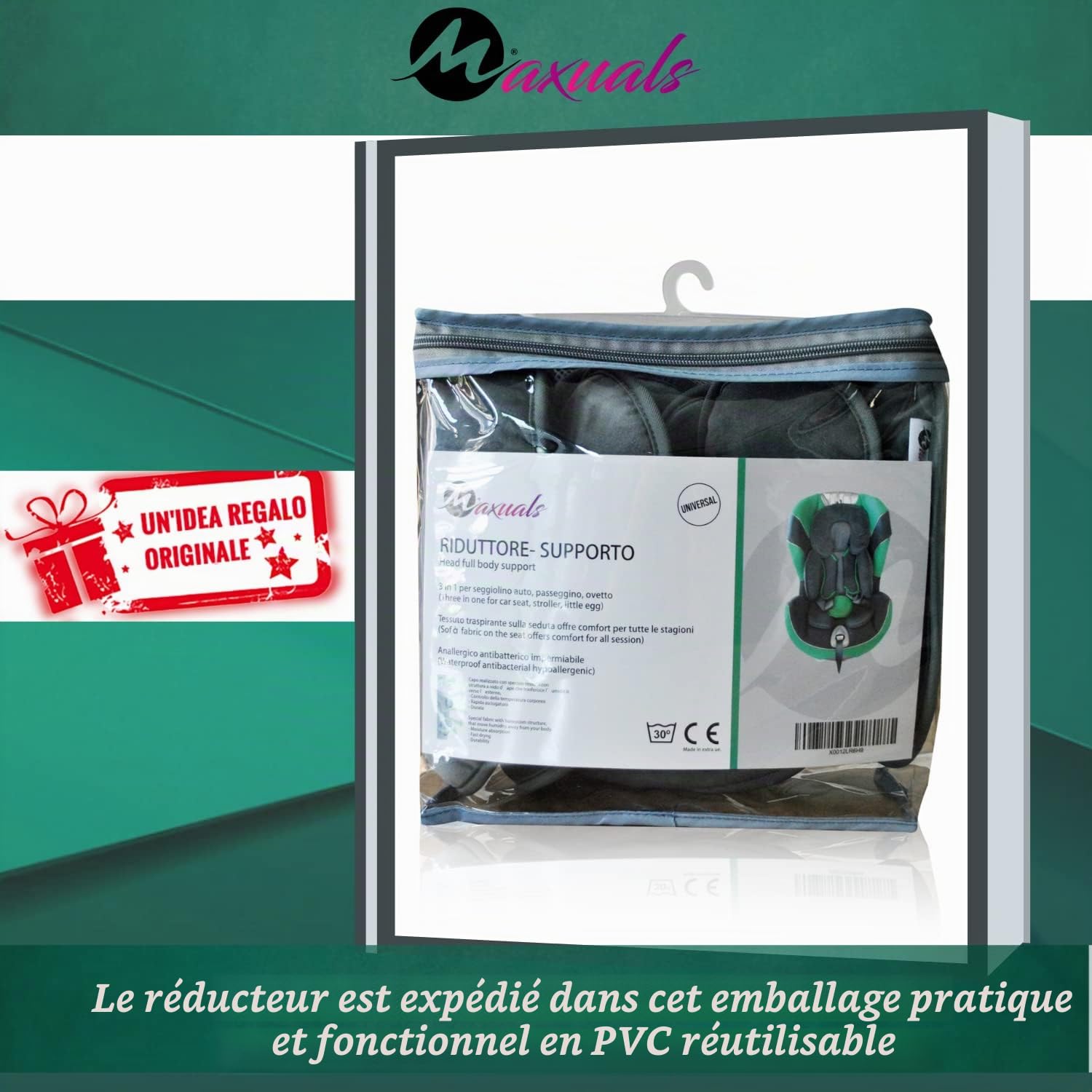 Réducteur Universel de Poussette, Siège d'Auto en Coton Respirant Résistant à la Transpiration Coussine de Siège Convient aux Enfants de 0 à 12 Mois