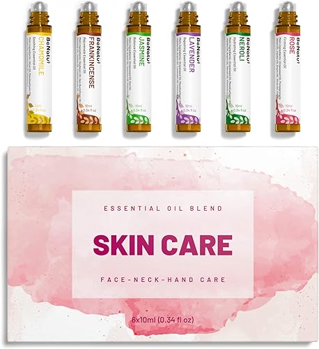 Juego de aceites esenciales para el cuidado de la piel con vitamina E, suero hidratante para piel sensible y seca (manzanilla, incienso, jazmín,