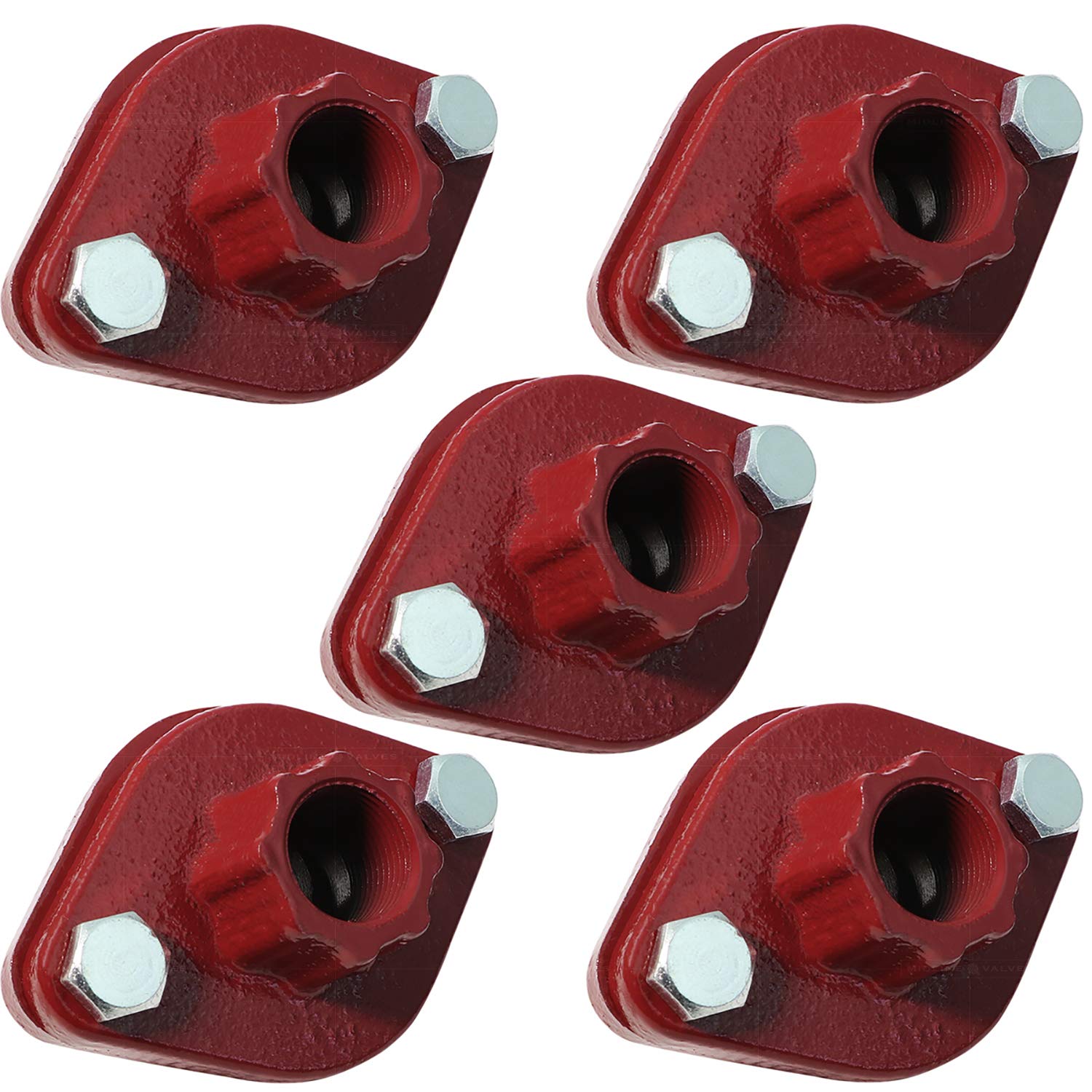 Midline Valve S1426S-5 Red Circulator Flange with Nuts and Bolts for Grundfos Pumps High Grip Ductile Iron 1 in. FIP (5 Pack)