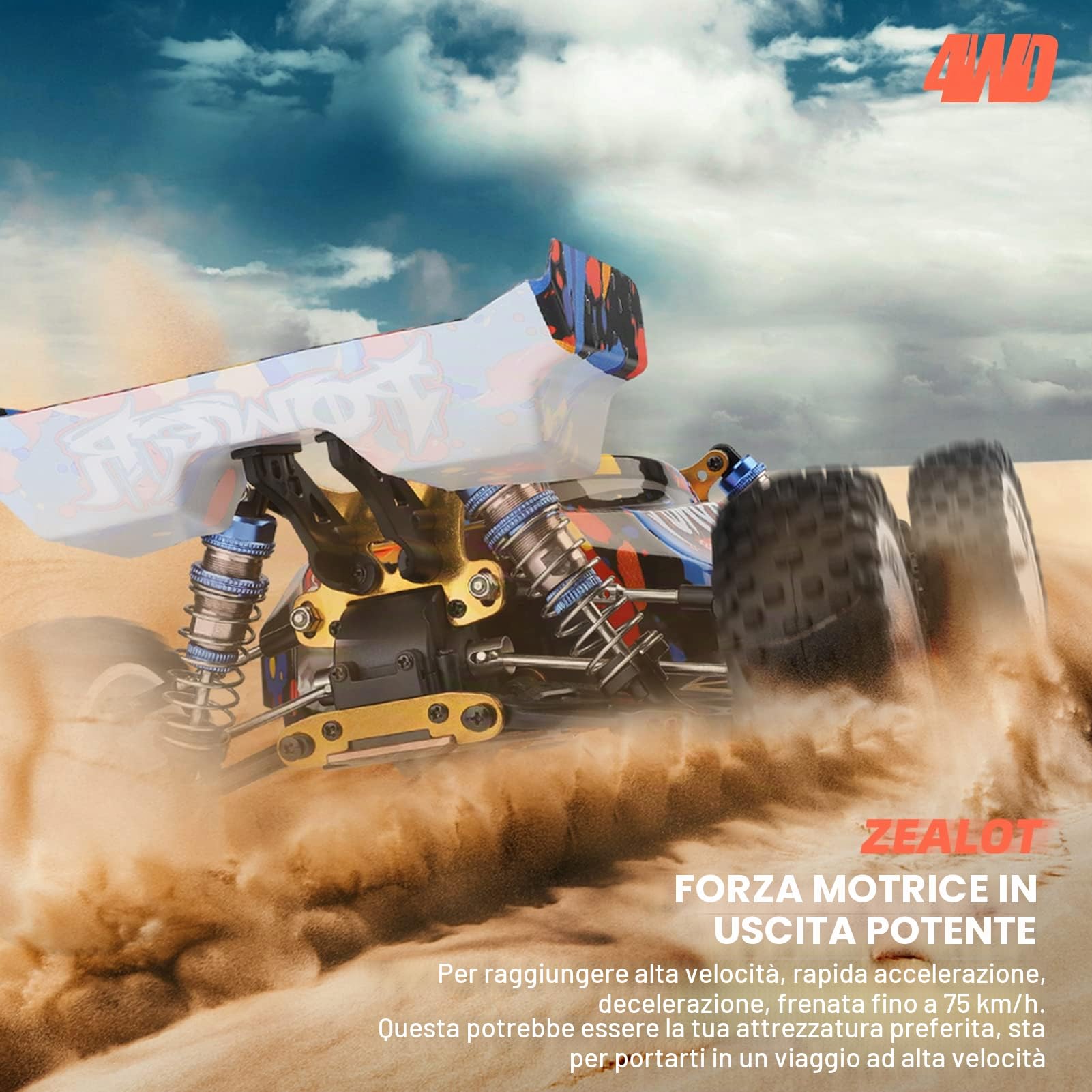Goolsky Auto radiocomandata 1/12, 75 km/h, auto radiocomandata, fuoristrada, ad alta velocità, 2,4 GHz, 4 WD RTR, motore senza spazzole, telaio in metallo, crawler RC Buggy Crawler