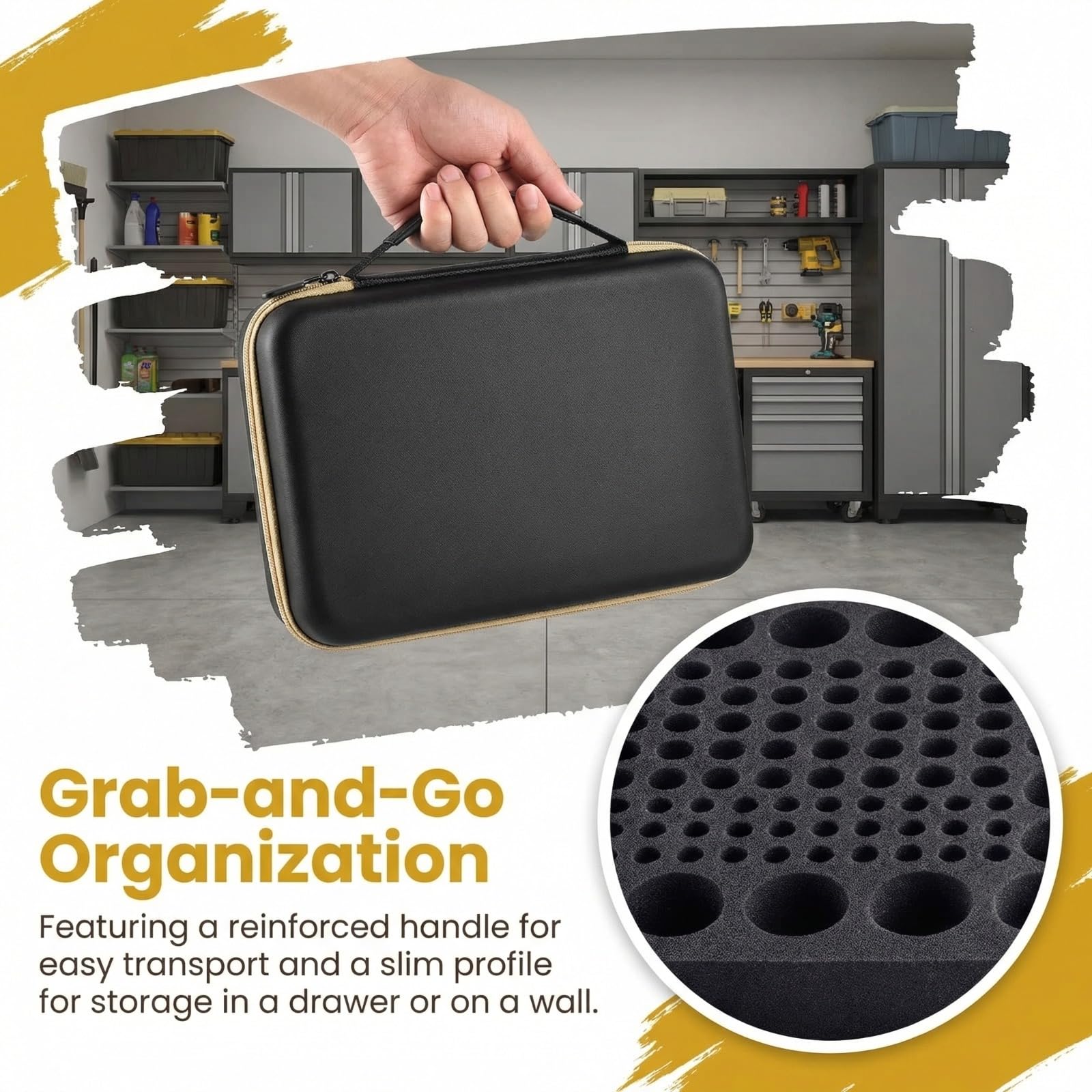 Boobowl Batterie Aufbewahrungsbox Tragetasche, Batteriebox Organizer Tasche mit Batterietester Hält bis zu 162 Batterien Varietätspackungen AA AAA AAAA C D 9 V 3 V Lithium (nur Box)