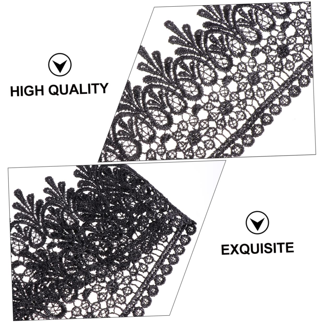 Operitacx 3piezas Encaje De Poliester Negro Para Manualidades Accesorio De Ropa Cinta Decorativa Para Boda y Eventos Surtido De Yardas