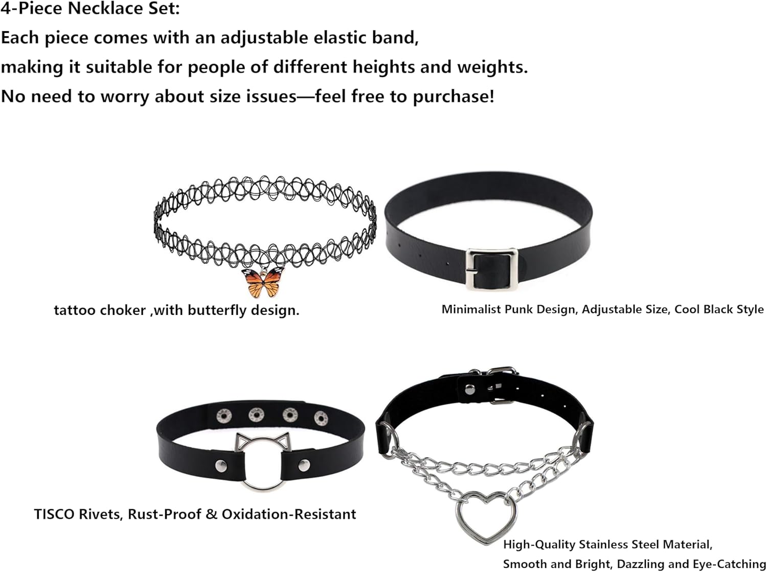 4 Pcs Choker Necklace For Women Black Adjustable Layered Velvet Leather Lace Collar Necklace Goth Jewelry Gifts - Image 5