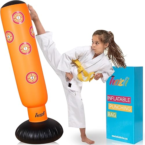 Bolsa de boxeo inflable con soporte bolsa de boxeo de pie libre para niños para karate taekwondo con rebote trasero bolsa de boxeo de 63 pulgadas