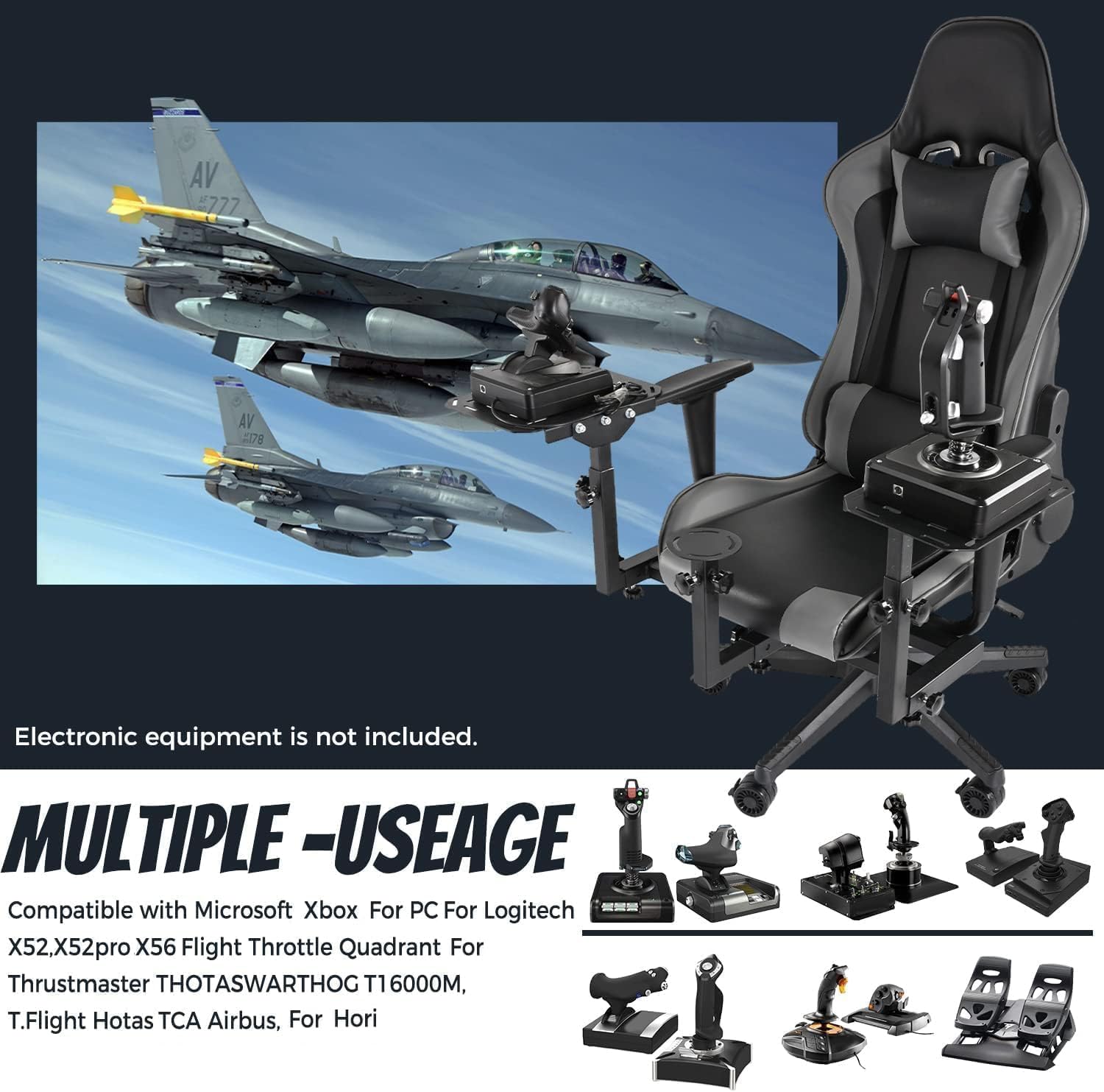 Dardoo Ergonomic Gaming Chair Joystick Hotas Mount for Thrustmaster A10C Warthog Logitech X56 X52 Alloy Steel