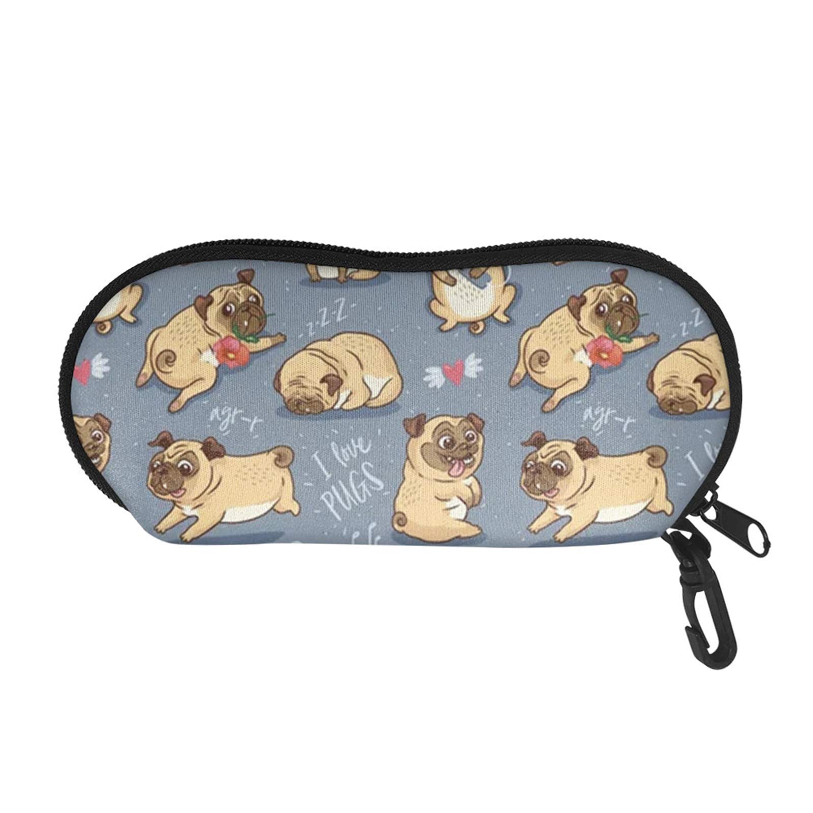 SEANATIVE Ultra Light Portable Eyeglasses Case Foolish Pug Print Sunglasses Pouch Soft Protection for Kid