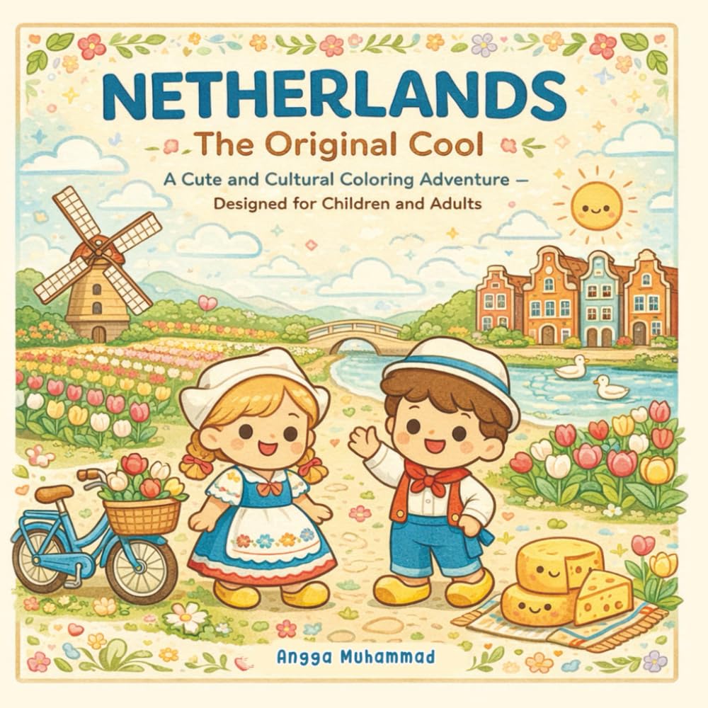 NETHERLANDS — The Original Cool: A Cute and Cultural Coloring Adventure Through Windmills, Tulip Fields, Canals, Bicycles, Historic Towns, Coastal ... Dutch Life — Designed for Children and Adults