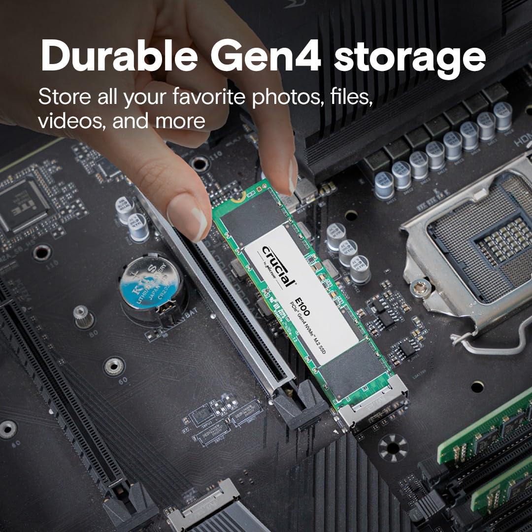 Crucial E100 2TB M.2 NVMe PCIe Gen4 Internal SSD, Up to 5,000MB/s