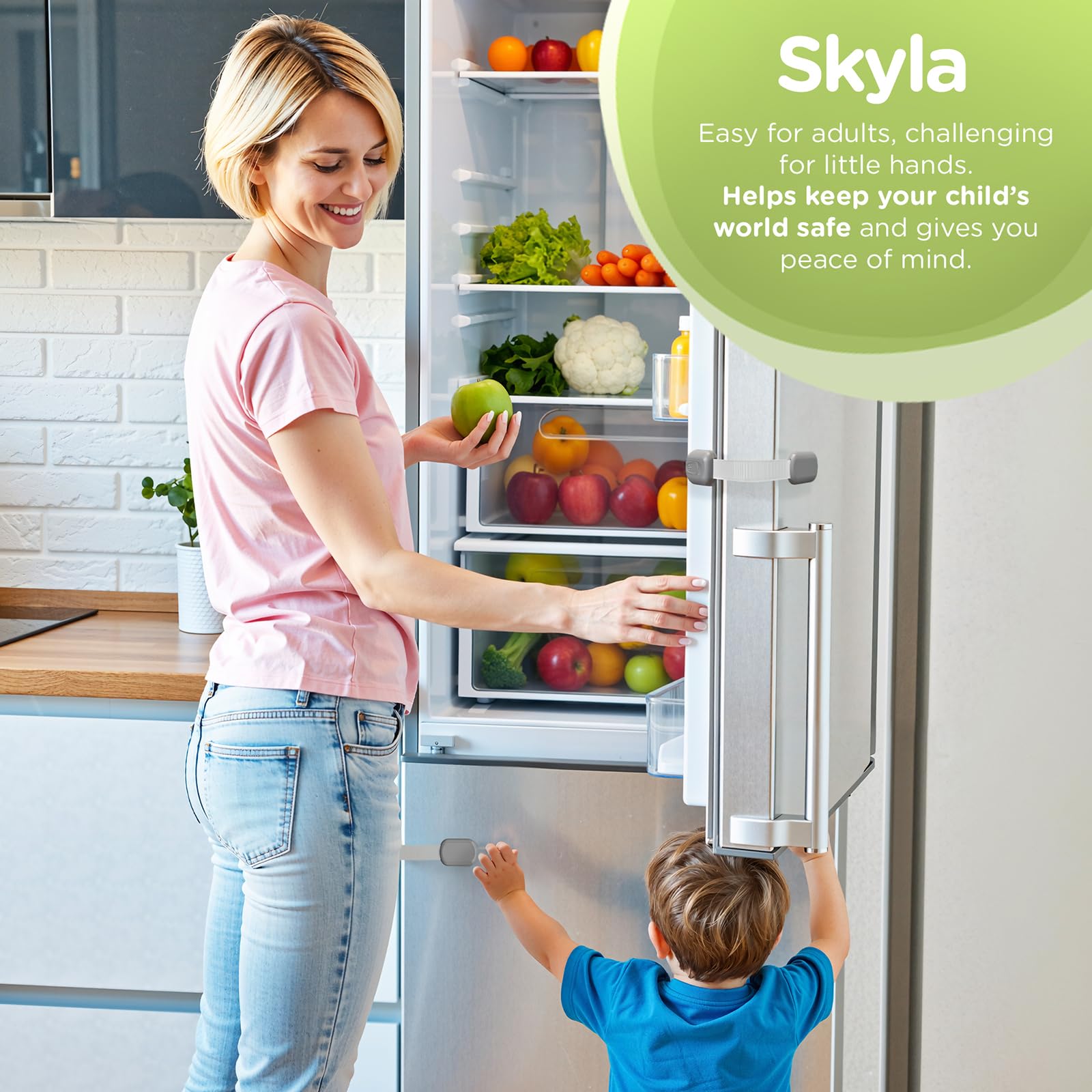 Skyla Homes - Cerraduras de seguridad para niños a prueba de bebés (paquete de 16) – Los cierres adhesivos 3M más seguros, rápidos y fáciles, sin tornillos ni imanes, multiusos para muebles, cocina