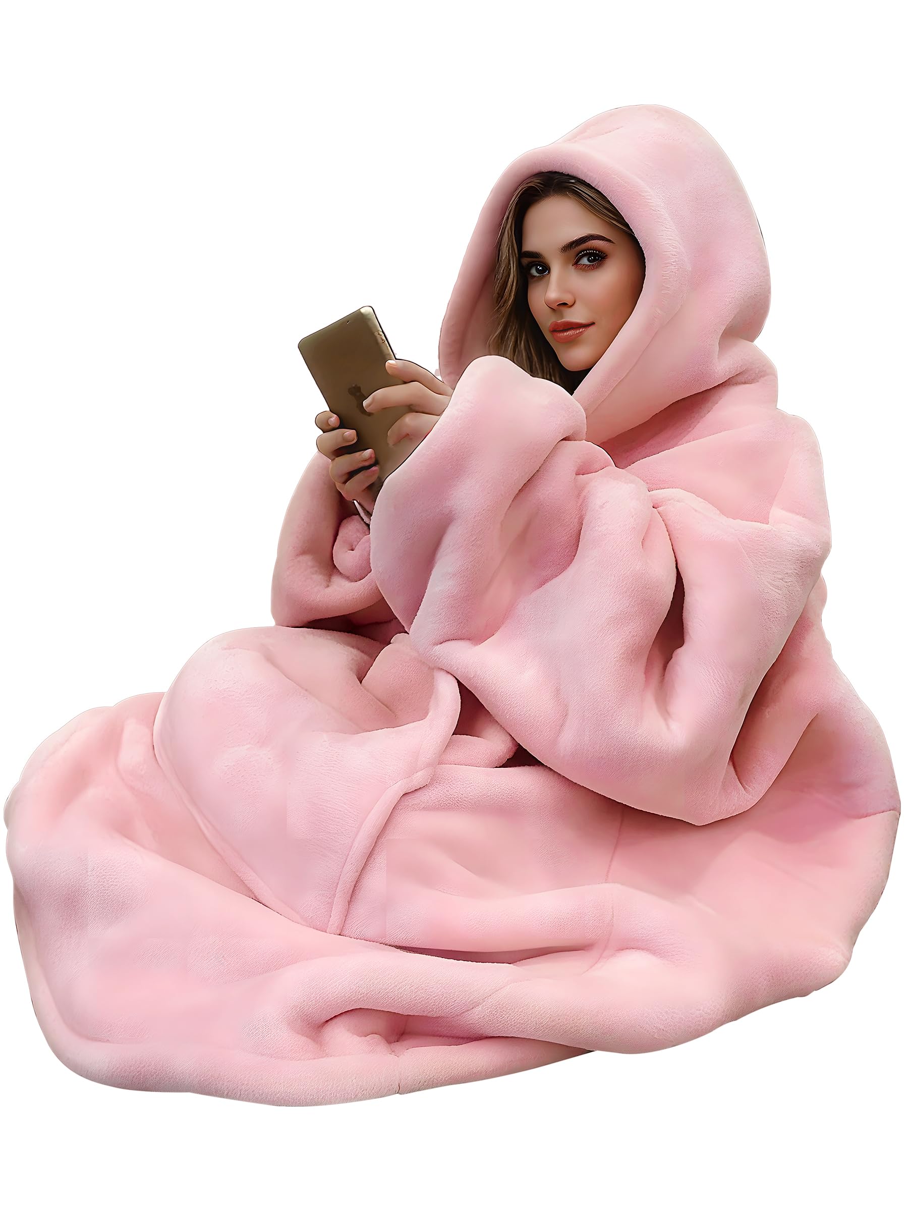 Oversized Hoodie Blanket, Wearable Blanket sweatshirt, Ultra Soft Sherpa Fleece Comfy Snuggle Hoodie