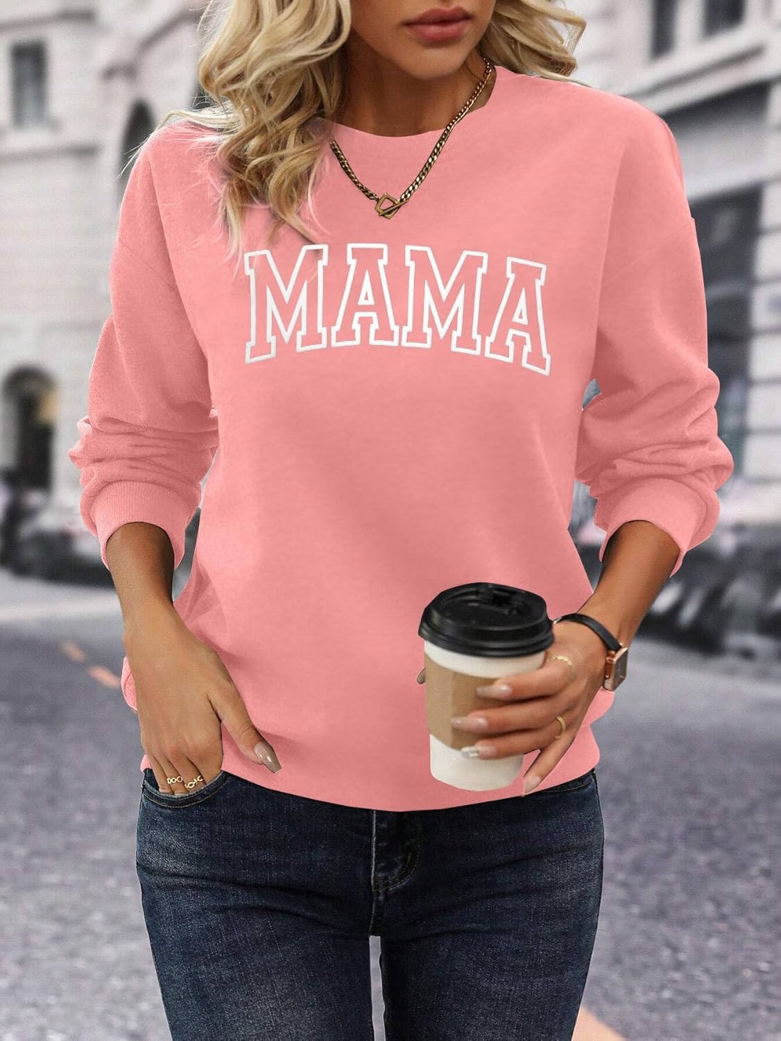 Mama Sweatshirt Women Mama Graphic Crewneck Sweatshirt Mom Gift Shirt Casual Long Sleeve Pullover Tops - Image 2