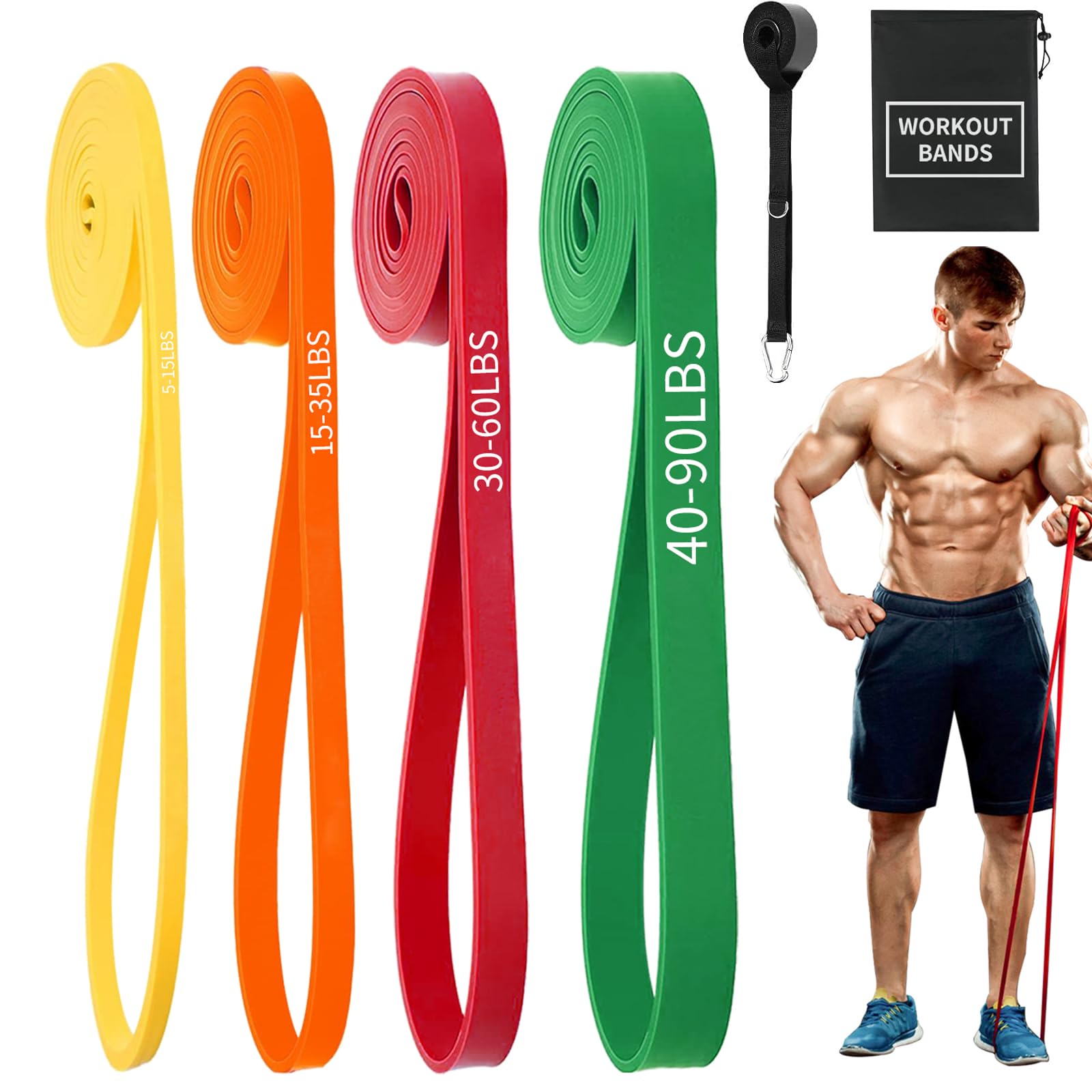 Exercise Bands Resistance Bands for Working Out,Pull Up Bands Set,at Home Workout Equipment,Workout Bands for Men and Women,Stretch Bands
