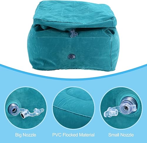 Miniatura 10 de PATIKIL Almohada inflable de viaje con reposapiés, ajustable, 3 capas de altura, para dormir, vuelos, piernas, para avión, tren, oficina, color gris