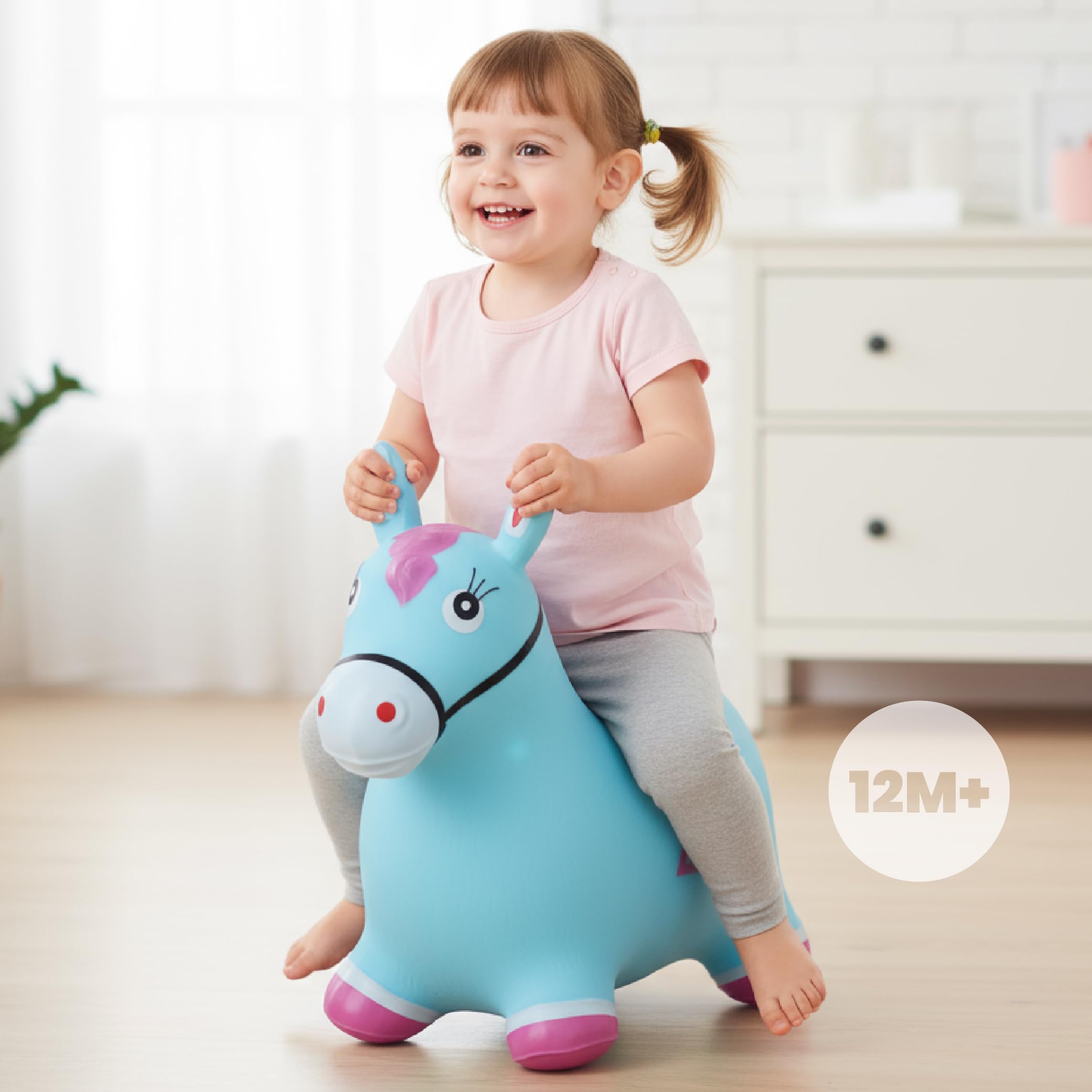 Springdier met pomp 1 , springpaard, springhond, max 50kg vanaf 1 jaar, verschillende dieren en kleuren (Blauw Paard